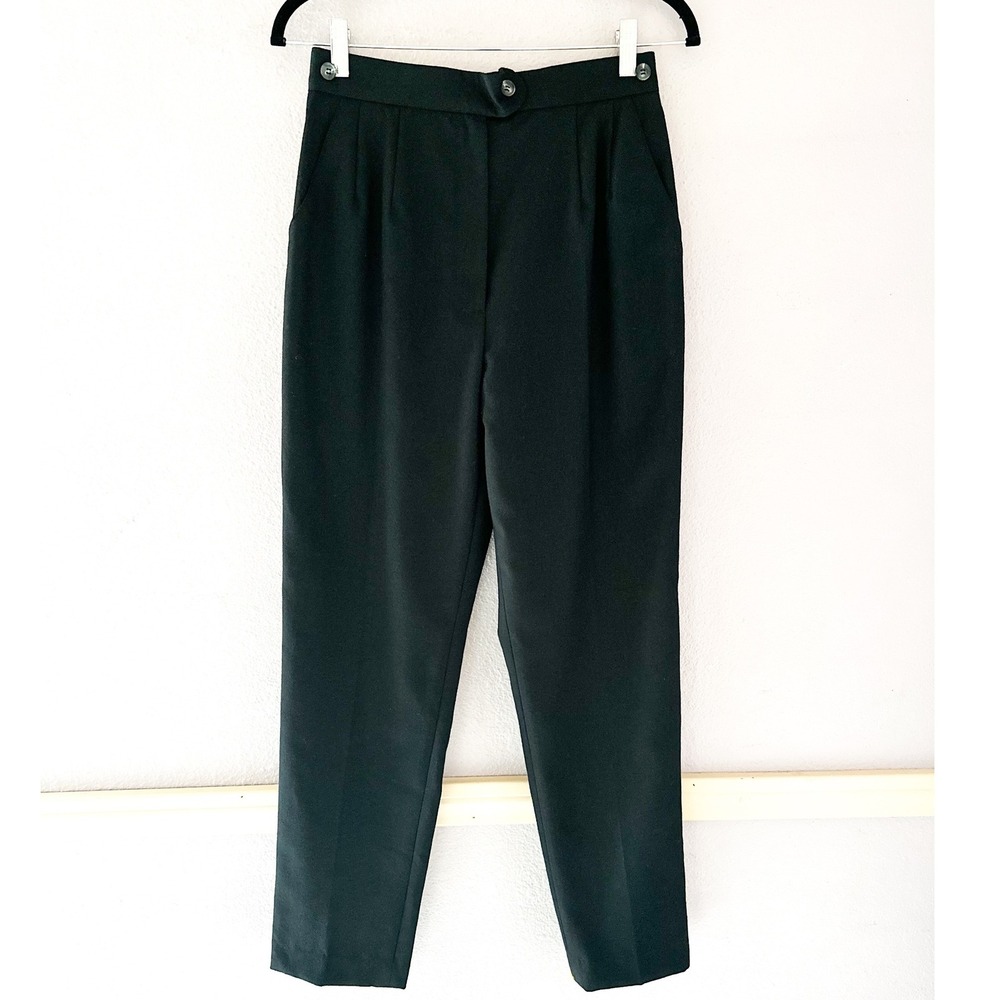Vintage‎ Harve Benard by Benard Haltzman Wool Black Pleated Trousers Size 4